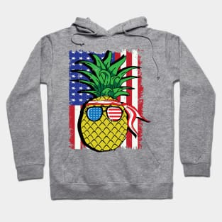 4th of July Pineapple American Flag Independence USA Patriotic Hoodie